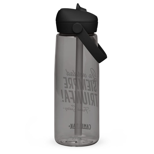 MetabolismoTV DRINKWARE Botella de agua “La verdad siempre triunfa” – Frank Suárez | Colo negro y gris con tapa y pajita (sorbeto / Straw)