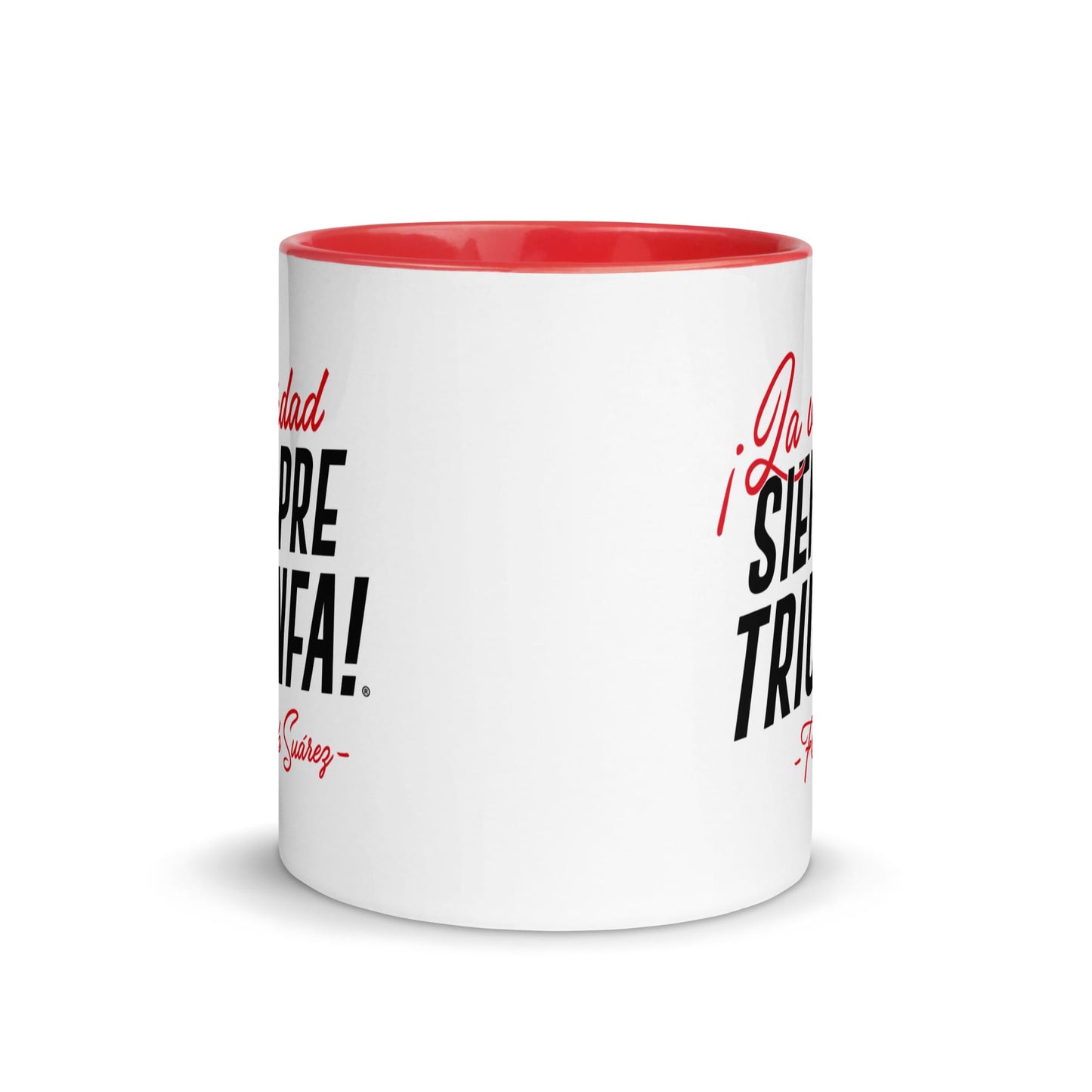 MetabolismoTV MUG Taza “La verdad siempre triunfa” – Frank Suárez | Taza Blanca con mango y color interior rojo