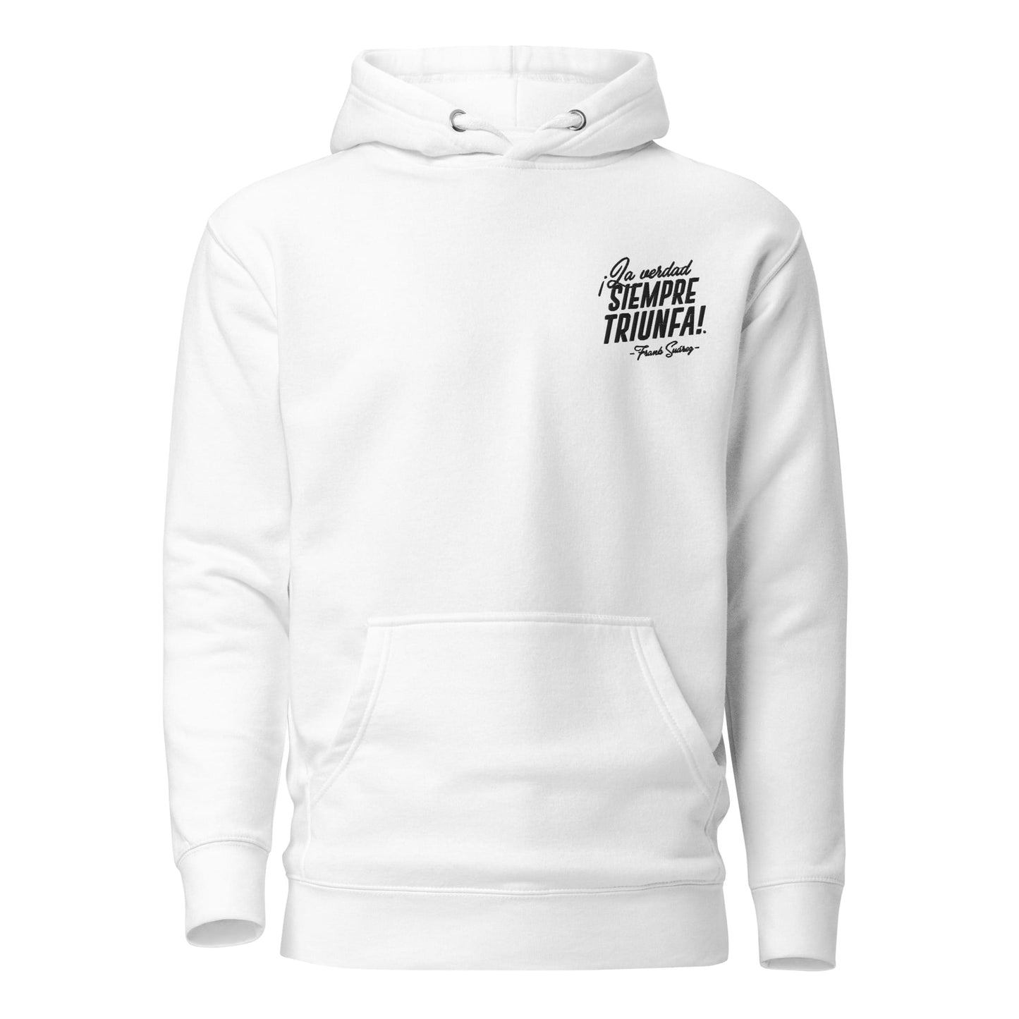 MetabolismoTV T-SHIRT S Sudadera “La verdad siempre triunfa” – Frank Suárez | de damas con capucha blanca y bordado en color negro